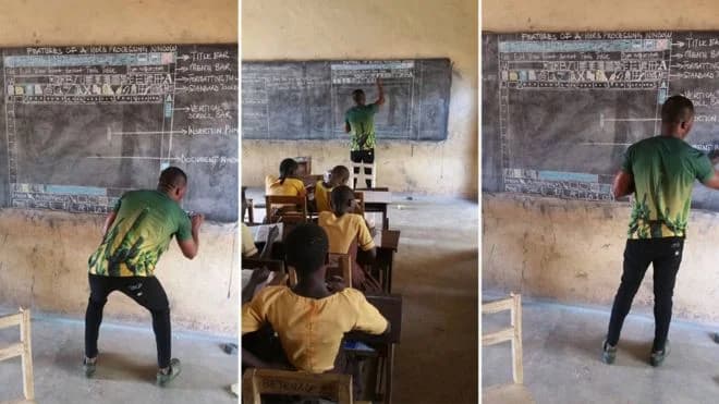 Ghana chalkboard computer teacher gifted