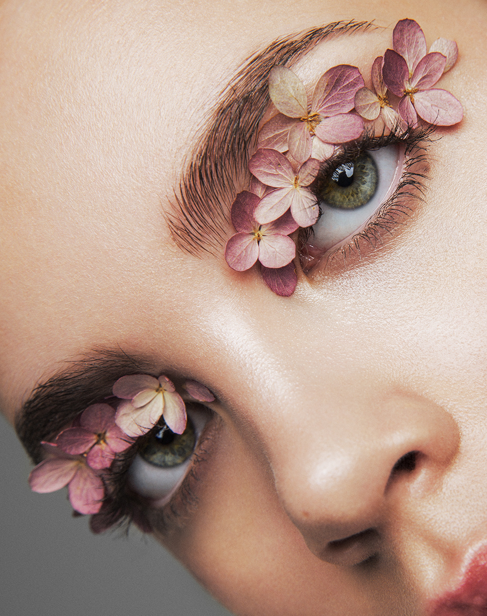 Floral eye makeup